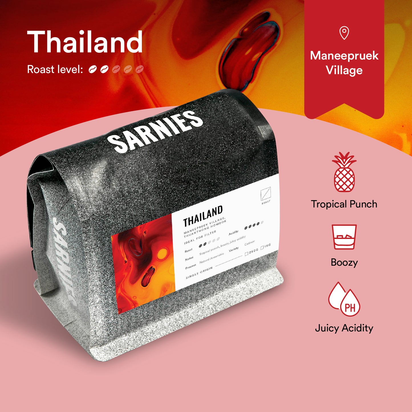 Thailand, Nan, Maneepruek Village, Catimor Coffee Bean (Single Origin)